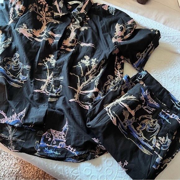 ZARA‎ Oriental Embroidered 2 piece outfit pants + top - Picture 7 of 9